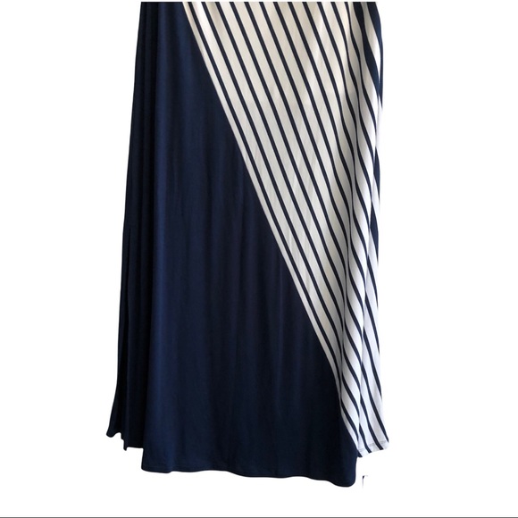 Soft Surroundings Here to Infinity Navy White striped Maxi Dress Sz M - Picture 5 of 10